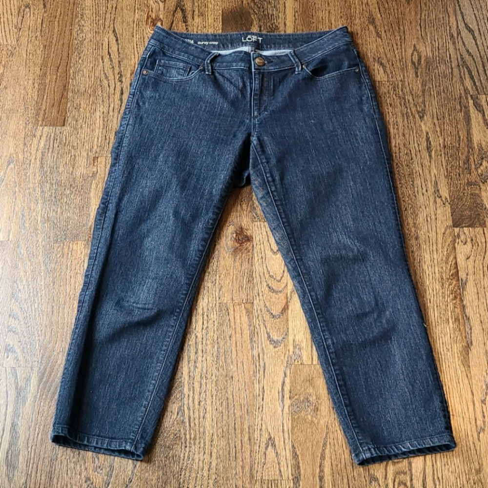 LOFT dark blue Curvy Crop jeans
